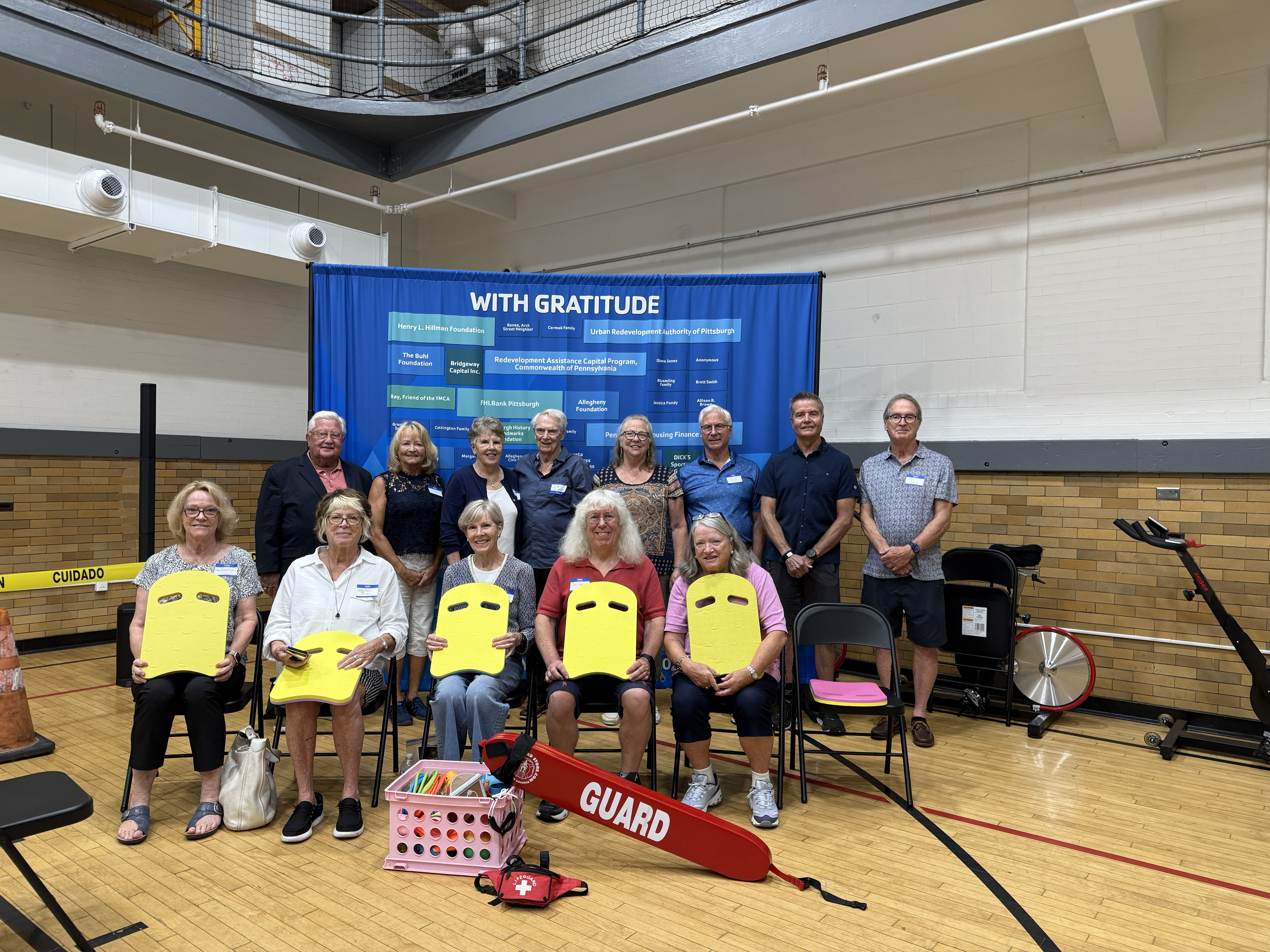 The group of people at the swim team reunion at the Allegheny YMCA