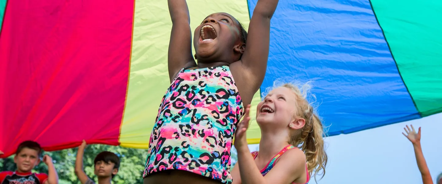 children and parachute