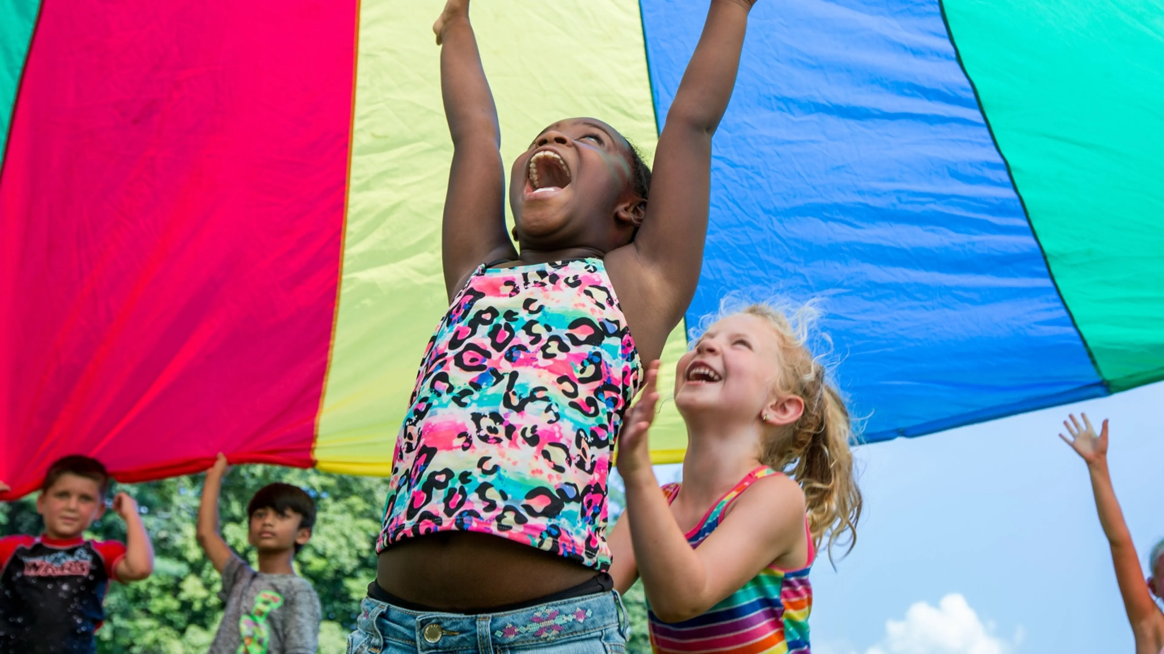 children and parachute