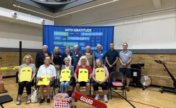 The group of people at the swim team reunion at the Allegheny YMCA